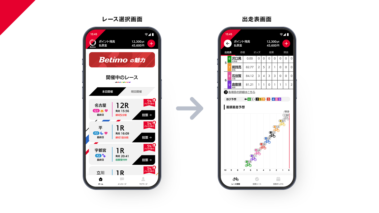 「着順着差予想」の実画面